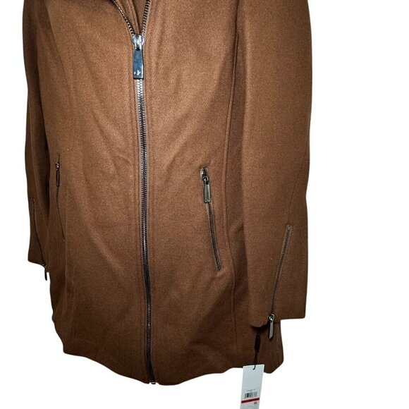 New Calvin Klein Women's Asymmetrical Wool Jacket Brown Size XS Extra Small - Picture 6 of 11